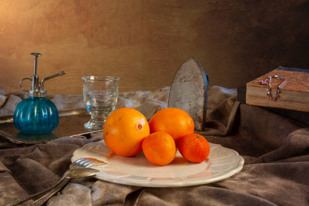 Plate of oranges on a table