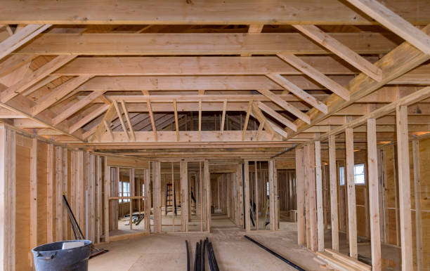 istock Framing beam of new house under construction home framing 1299658740