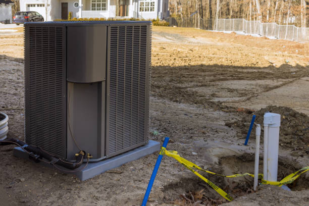 istock Air conditioning system outside installation on of the house. 1299658780