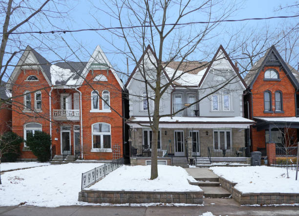 istock Residential street with older semidetached house 1299663674