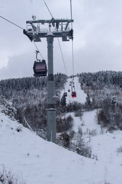 istock Sarajevo cable car towards the mountain Trebevi. Sarajevo cable car in winter. 1299668826