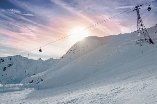istock Cable car lift in ski resort 1299671651