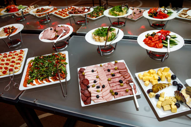 istock Banquet in the restaurant. Various delicacies, snacks at the gala event. 1299671700