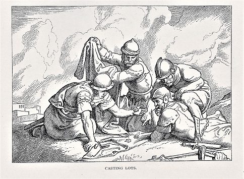 Jesus Robe Lots Roman Guards Cast Lots For Jesus Robe Stock Illustration - Download ...