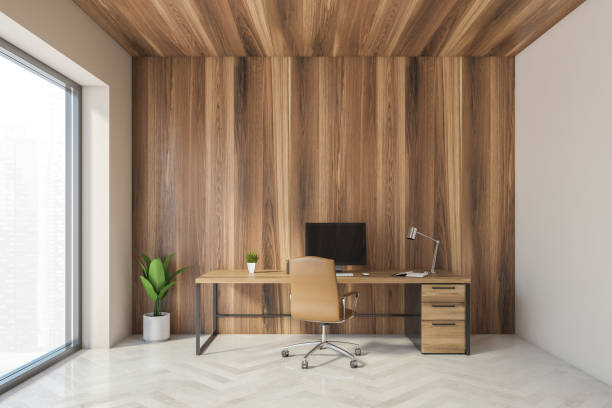 istock Beige and wooden CEO office 1299674866