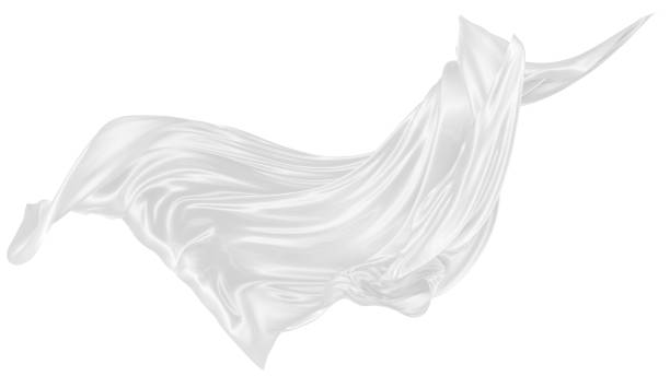 istock Beautiful flowing fabric of white wavy silk or satin. 3d rendering image. 1299680695