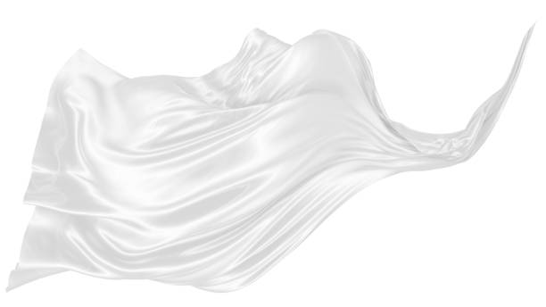 istock Beautiful flowing fabric of white wavy silk or satin. 3d rendering image. 1299680747