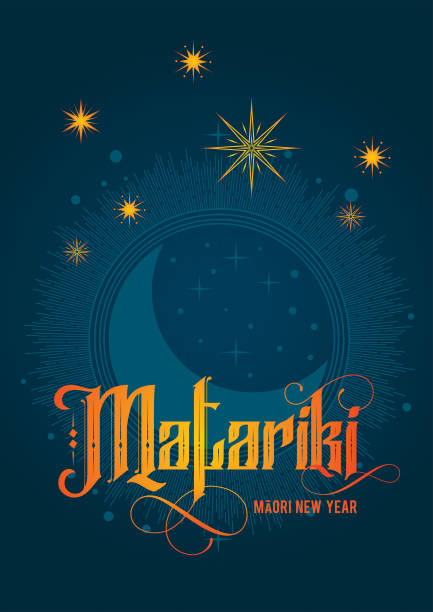 NZ Matariki Stars Maori New Year NZ Matariki Maori New Year Star Constellation the pleiades stock illustrations