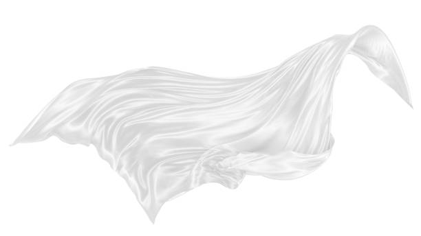 istock Beautiful flowing fabric of white wavy silk or satin. 3d rendering image. 1299680768