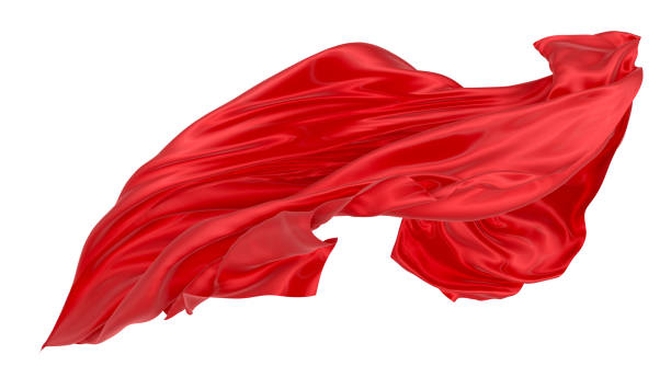istock Beautiful flowing fabric of red wavy silk or satin. 3d rendering image. 1299681482