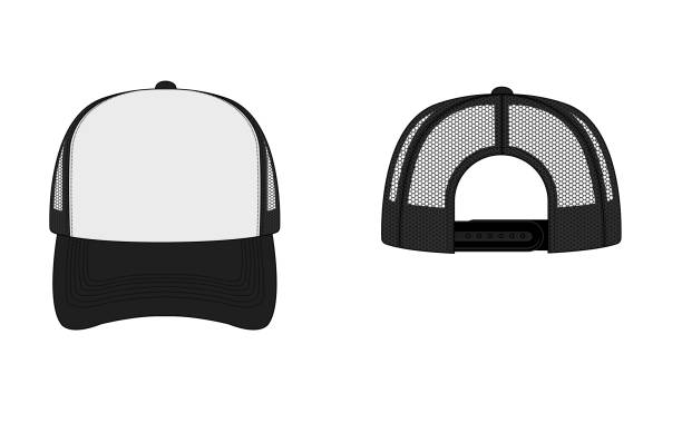 дальнобойщик крышка / сетка крышка шаблон иллюстрации ( черный) - cap hat baseball cap baseball stock illustrations
