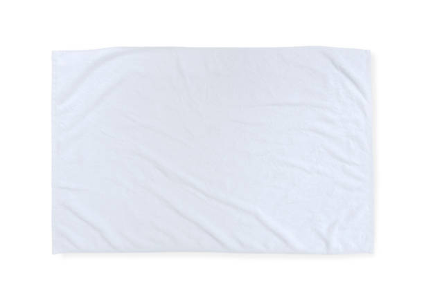 istock White towel mock up template or cotton fabric wiper mockup isolated on white background with clipping path, flat lay top view 1299684673