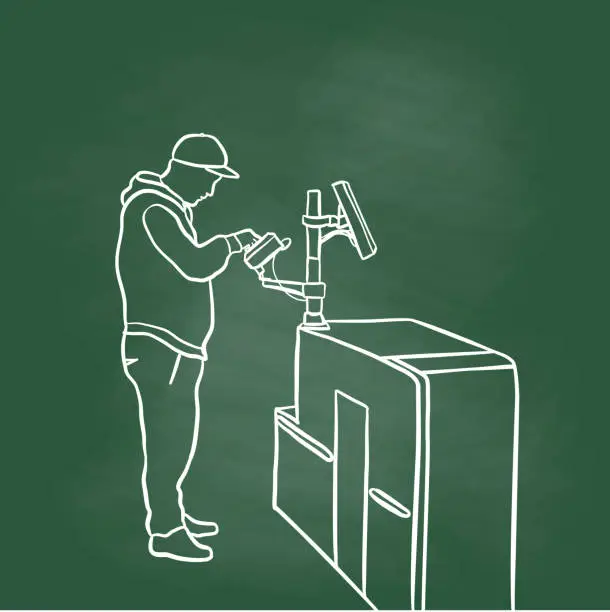 Vector illustration of Social Distancing At Stores Chalkboard