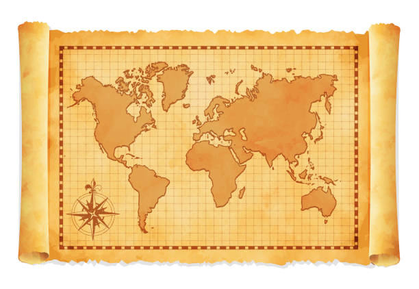 古いヴィンテージ世界地 図ベクトルイラスト - 古代点のイラスト素材／クリップアート素材／マンガ素材／アイコン素材