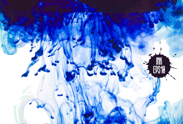 istock Liquid ink cloud. Isolated element. Ink swirling in water, cloud of ink in water isolated on white. Abstract banner paints and card template. Vector 1299696523