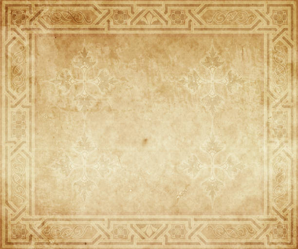istock Old grunge paper background with vintage border. 1299705094