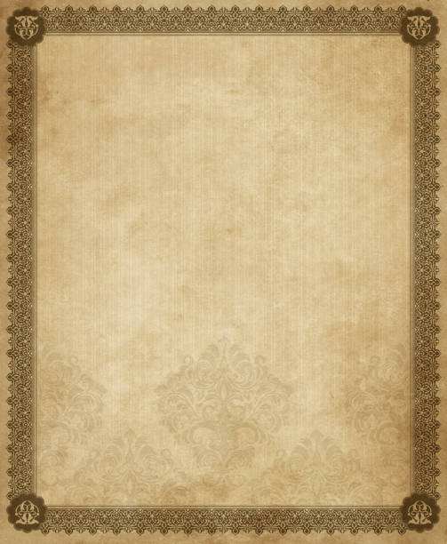 istock Vintage paper background with ornamental border. 1299705748
