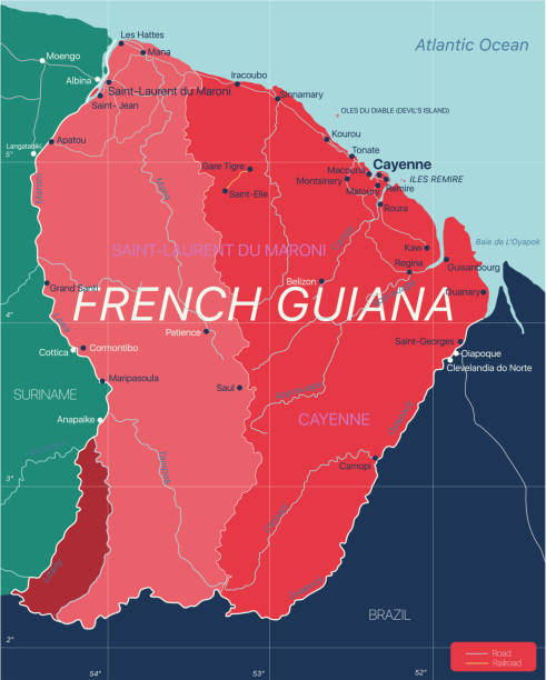 120 Guiana Highlands Map Stock Photos Pictures Royalty Free Images French Guiana Country Detailed Editable Map 