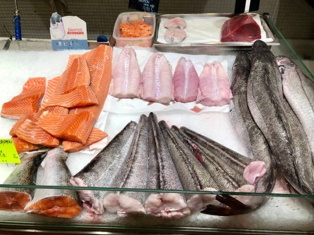 istock Seafood on a French Market Stall 1299709754