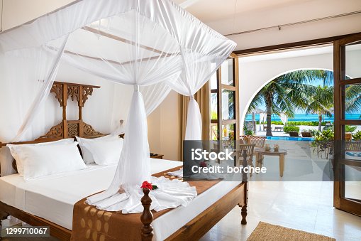 istock Double Bedroom With Sea View 1299710067