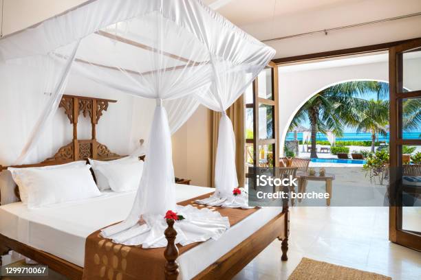 Double Bedroom With Sea View Stock Photo - Download Image Now - Hotel, Tourist Resort, Hotel Suite