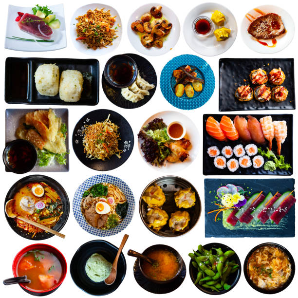 istock Set of Japanese food collage on white background 1299710849