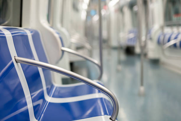 istock Empty chairs in subway train during COVID 19 pandemic 1299714749