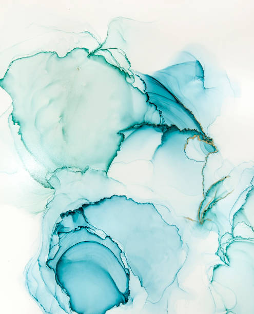 istock Abstract alcohol ink art drawing in blue and green 1299718737