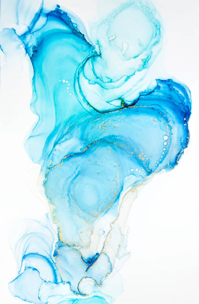 istock Abstract alcohol ink art drawing background in bright blue 1299718740
