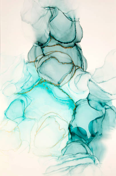 istock Abstract alcohol ink art drawing in blue and grey background 1299718741
