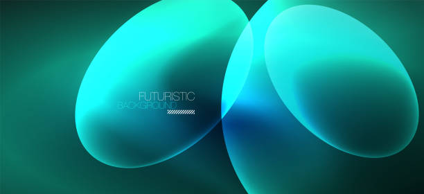 istock Neon ellipses abstract backgrounds. Shiny bright round shapes glowing in the dark. Vector futuristic illustrations for covers, banners, flyers and posters and other 1299719463