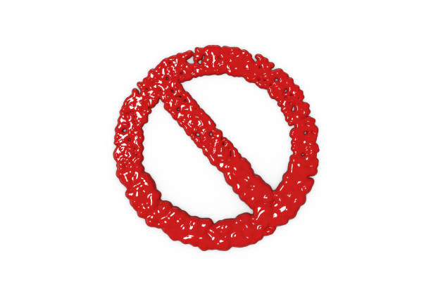 No Symbol dripping blood on white background