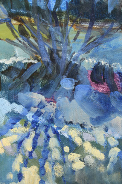 istock Blue yellow white abstract oil painting on canvas texture background. Snow winter or sky. Art creative brushstroke object for textile, card, wallpaper, wrapping, sketchbook, coloring book 1299723106