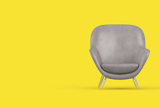 istock Ultimate Gray Modern Leather Oval Shape Relax Chair on a Illuminating Yellow Colour. 3d Rendering 1299725810