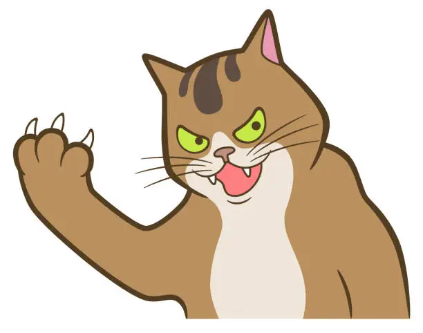 Vector illustration of Funny evil cat