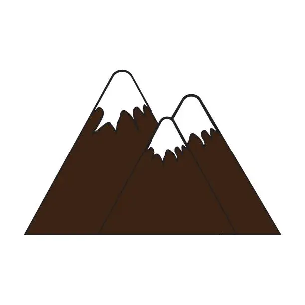 Vector illustration of Mountains icon, camping in nature, piktogram