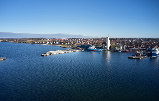 The white lighthouse at Helnæs in Denmark