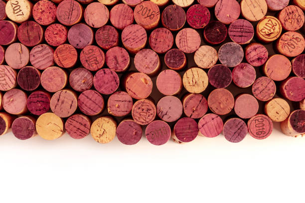 istock Wine corks background, shot from above with copy space, a design template for a restaurant menu or winery 1299731403