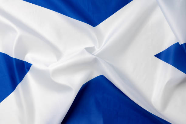 istock Folded national flag of Scotland, fabric background 1299731853