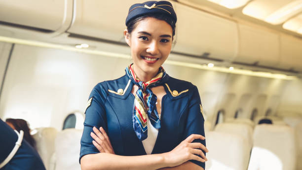 istock Cabin crew or air hostess working in airplane 1299732005