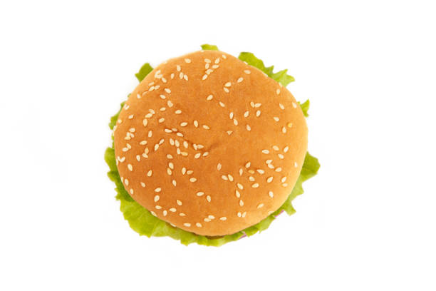 istock Hamburger from above isolated on white background. Top view 1299734672