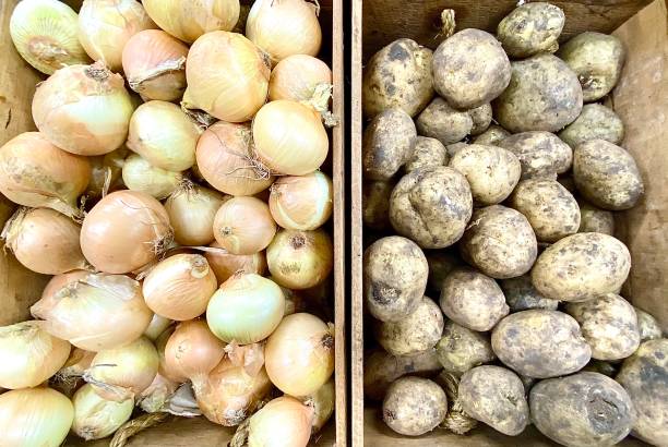 istock Organic Farmers Market Brown Onions 1299742984