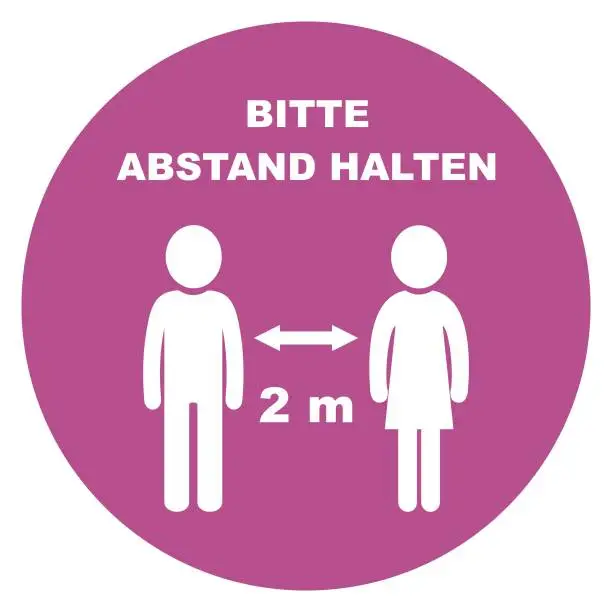 Vector illustration of Bitte Abstand halten, German language, Please keep a safe distance, vector