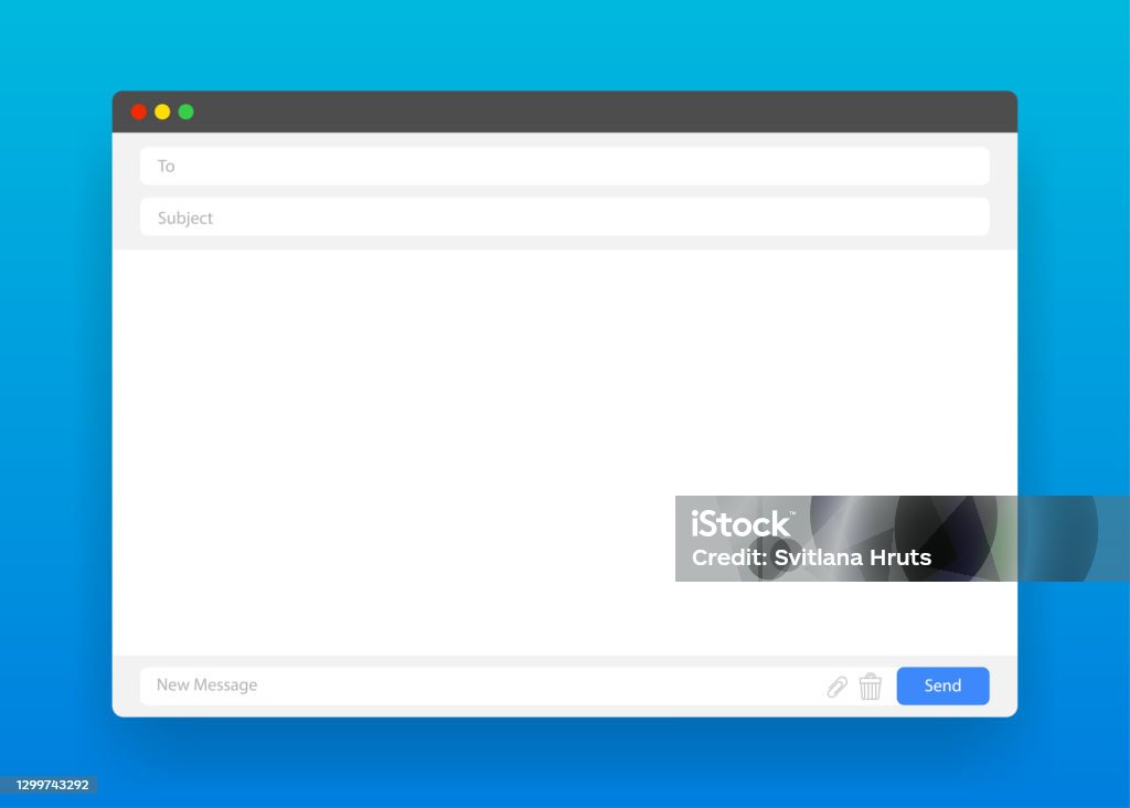 Email Message Window Browser On Blue Gradient Background Vector ...