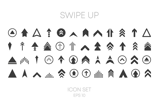 Swipe Up big collection icons of different style on white background. Vector illustration