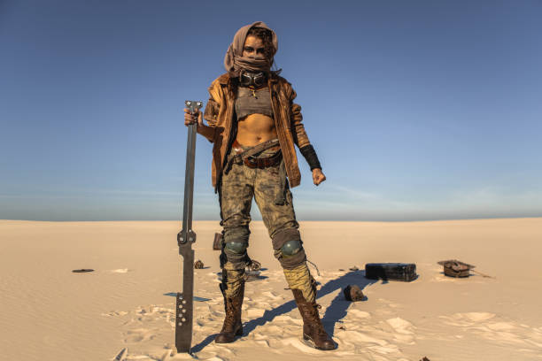 istock Post-apocalyptic Woman Outdoors in a Wasteland 1299748088