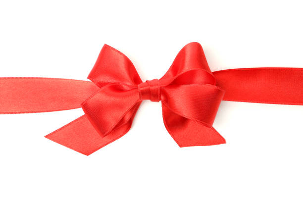 istock Red ribbon bow isolated on white background 1299748795