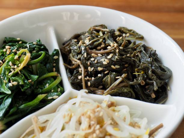 istock Korean food spinach, bean sprouts, herbs, side dishes 1299750313
