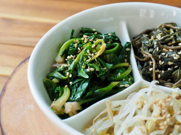 istock Korean food spinach, bean sprouts, herbs, side dishes 1299750371