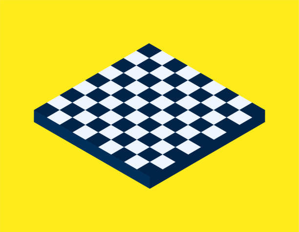 ilustraciones, imágenes clip art, dibujos animados e iconos de stock de tablero de ajedrez isométrico - marcaje deportes
